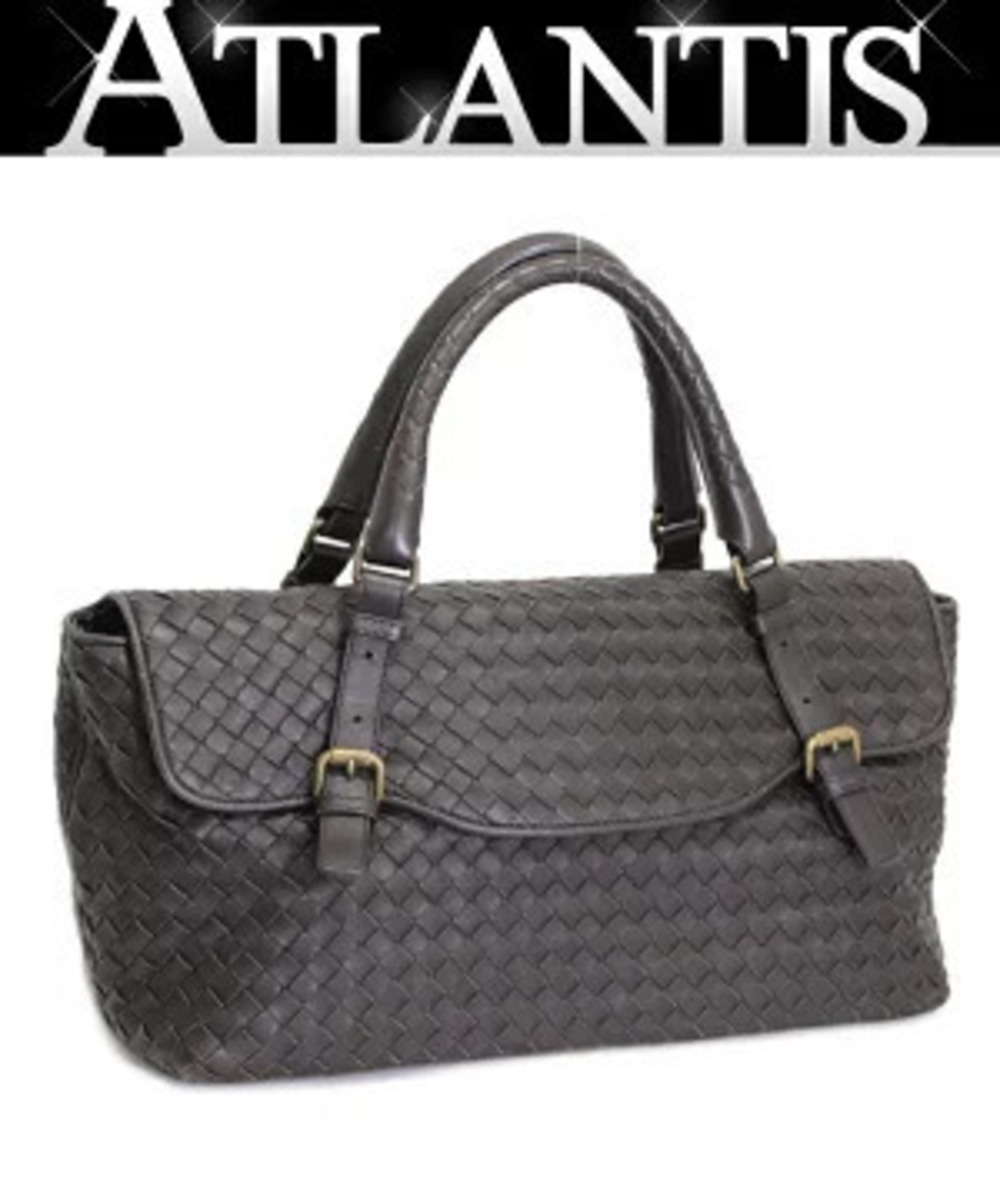 Bottega Veneta Flap Handbag Intrecciato Leather Brown